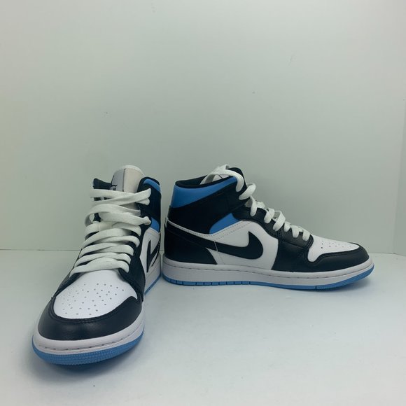 Women's Nike Air Jordan 1 Retro Mid University Blue UNC White BQ6472-102 - Picture 9 of 12